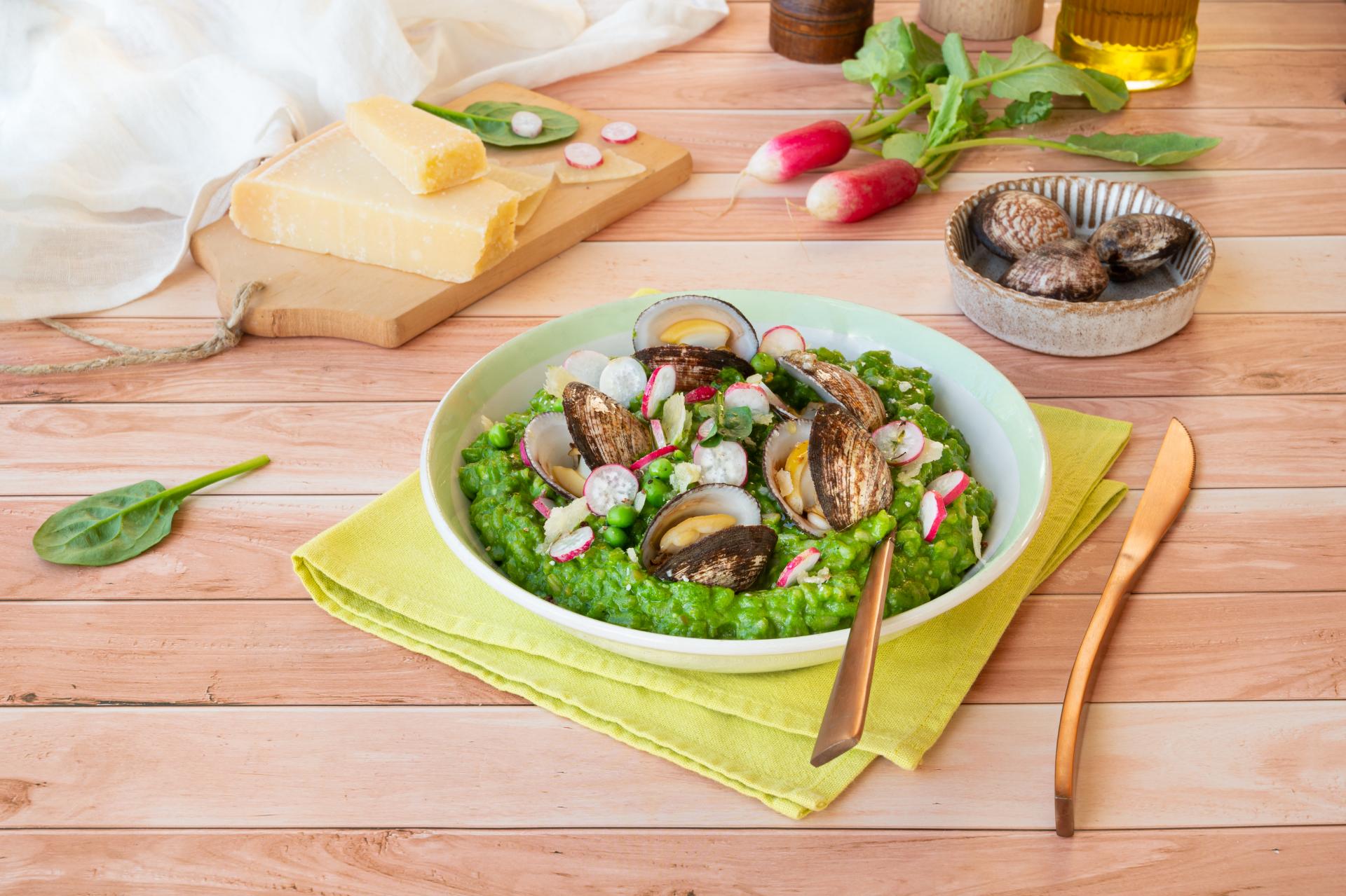 Risotto vert aux amandes de mer